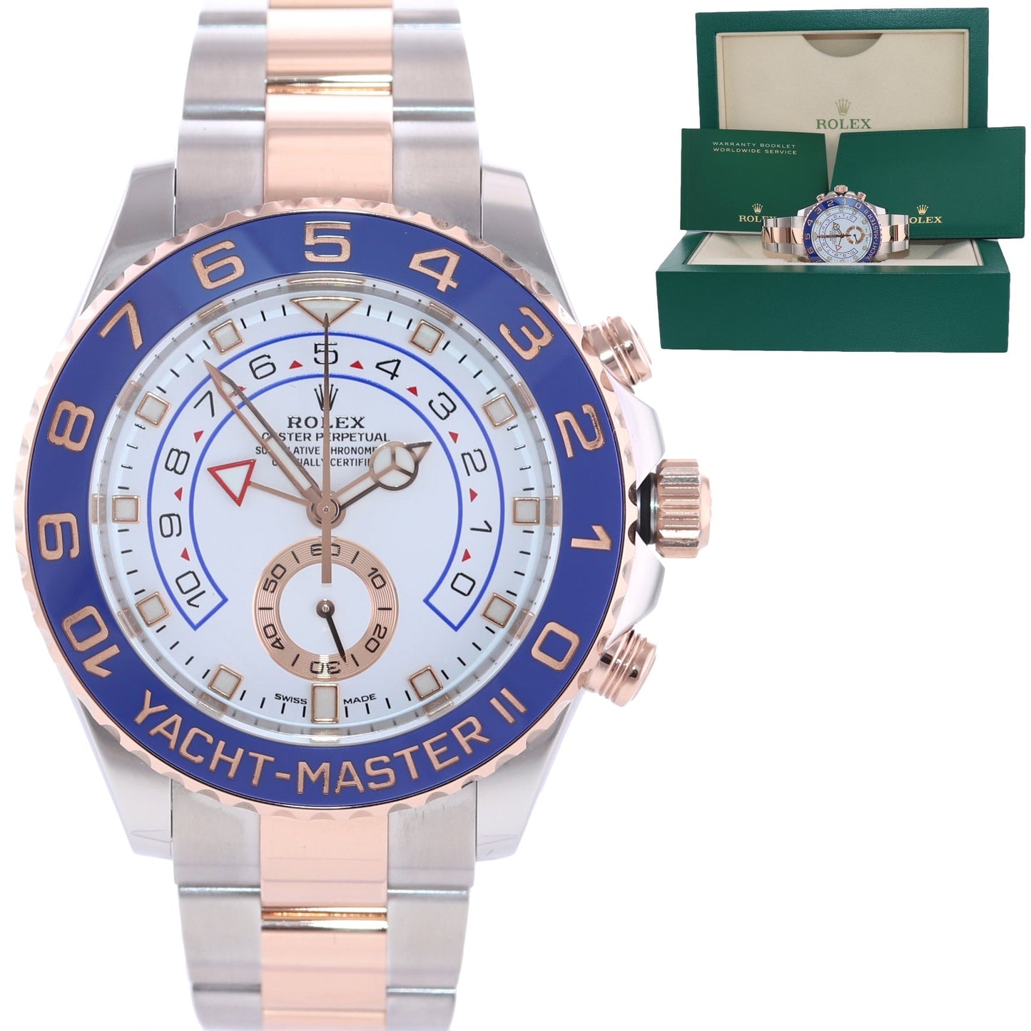 MINT 2022 Rolex Yacht-Master II 116681 Steel Everose Gold Mercedes Hands Watch