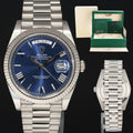 2024 NEW Rolex 40 White Gold President Day Date Blue Roman 228239 Watch Box