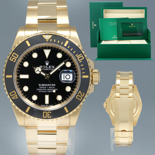 2025 NEW PAPERS Rolex Submariner Black Ceramic 126618LN Yellow Gold Watch Box