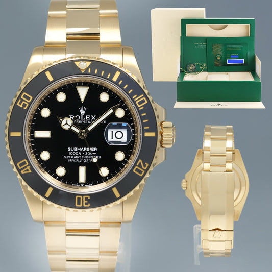2025 NEW PAPERS Rolex Submariner Black Ceramic 126618LN Yellow Gold Watch Box