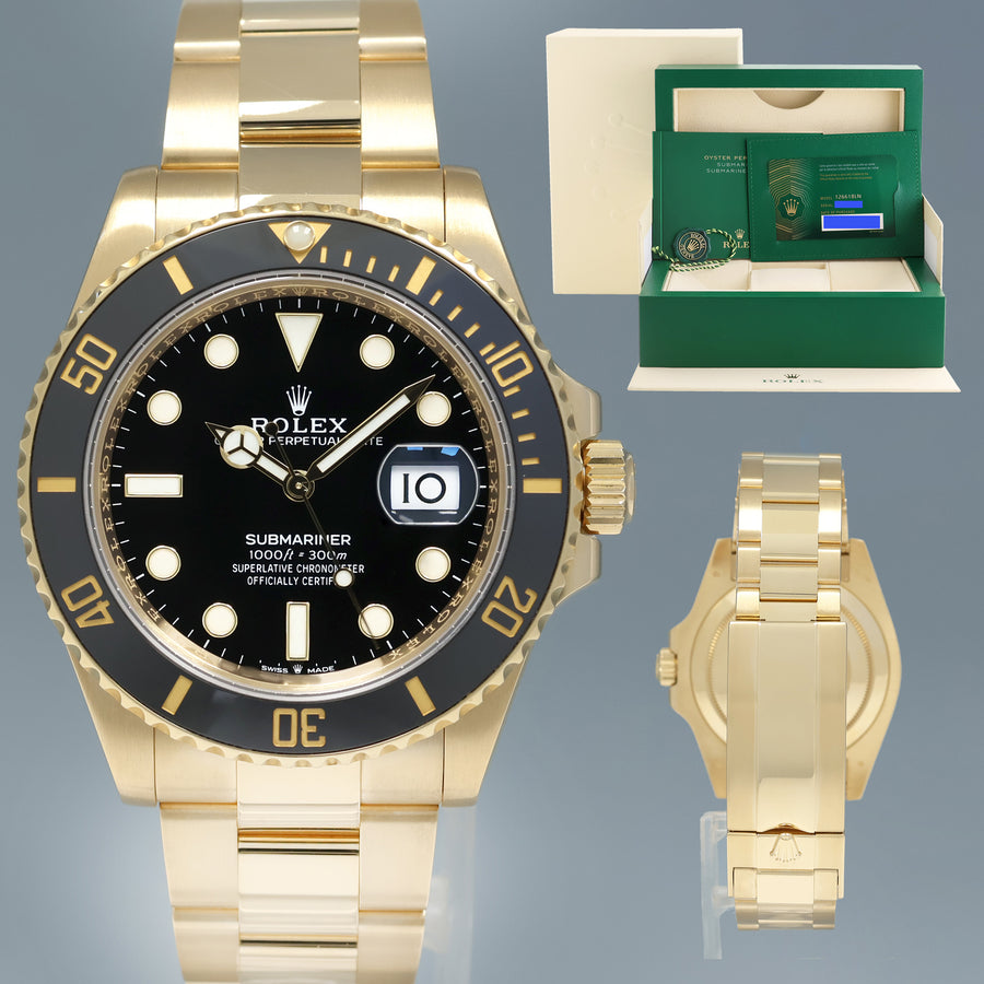 2025 NEW PAPERS Rolex Submariner Black Ceramic 126618LN Yellow Gold Watch Box