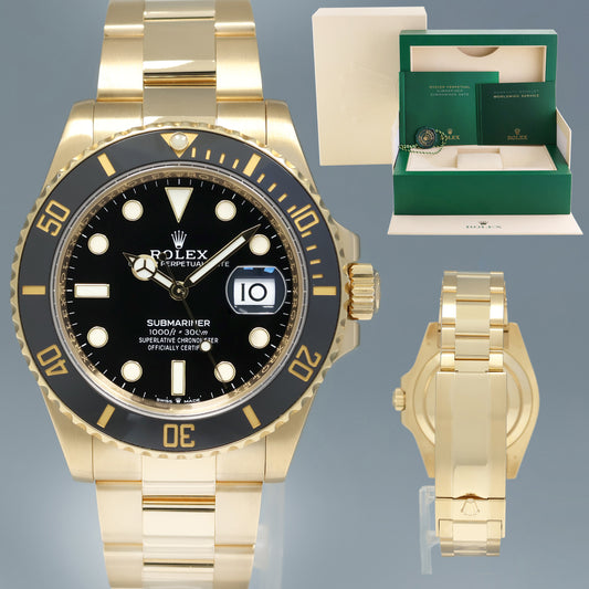NEW PAPERS Rolex Submariner Black Ceramic 126618LN Yellow Gold Watch Box