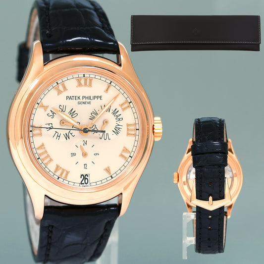 MINT Patek Philippe Rose Gold Annual Calendar 5035r White Roman 37mm Watch Box