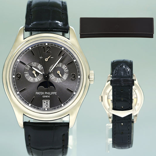 MINT Patek Philippe 5146G White Gold Annual Calendar Grey 39mm Moon Watch Box