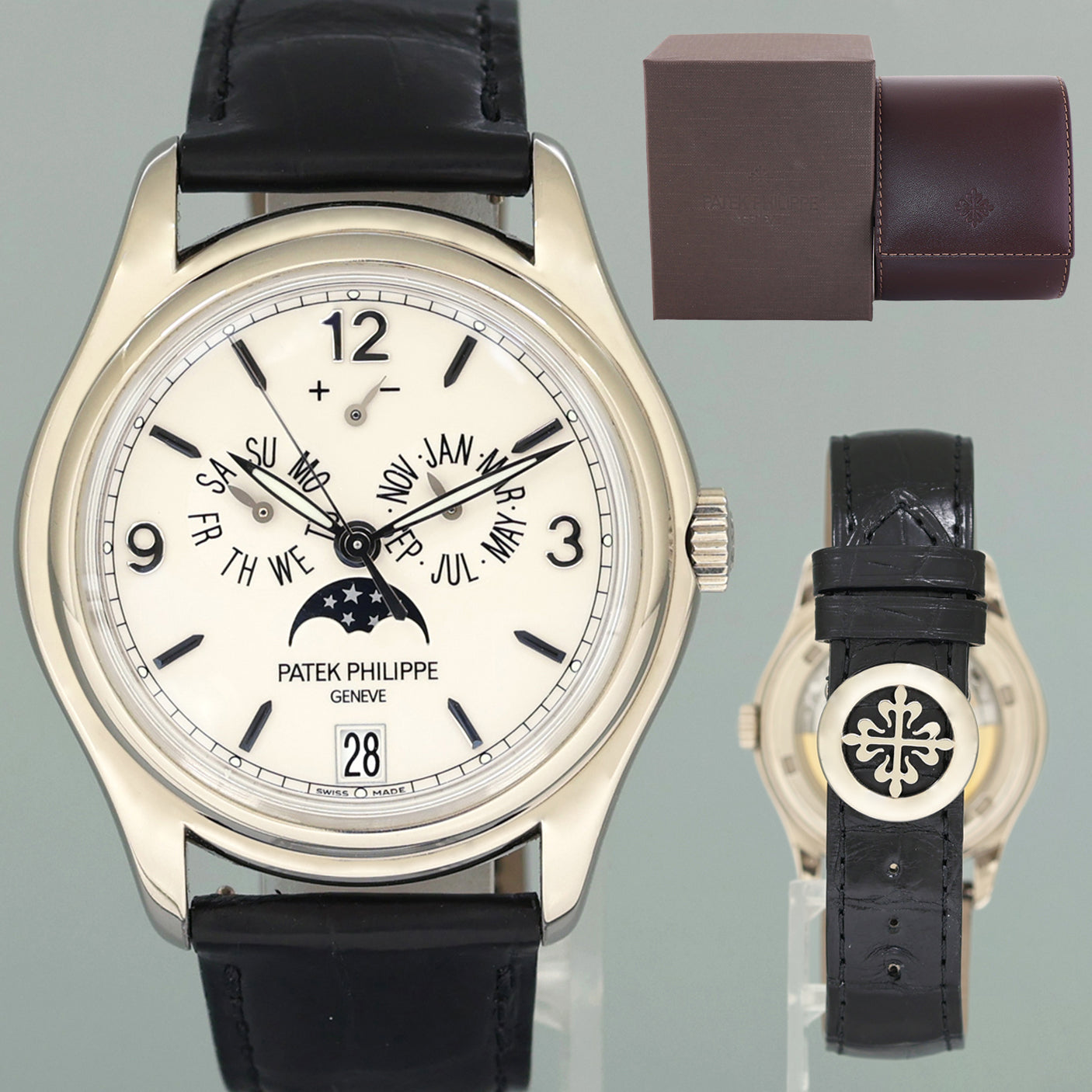 MINT Patek Philippe 5146G White Gold Annual Calendar 39mm Moon Watch Box
