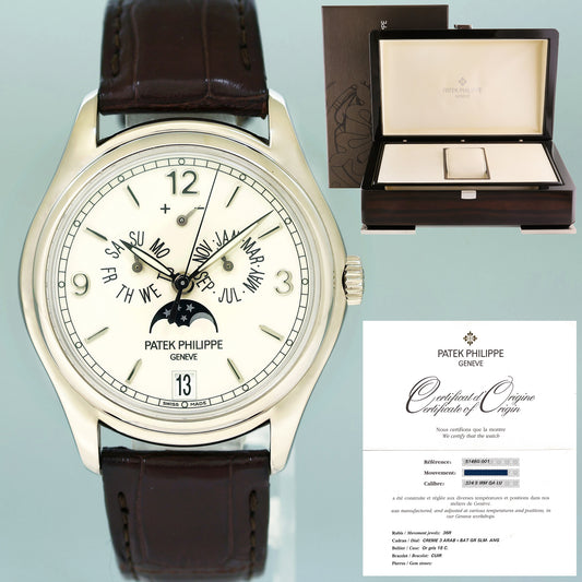 MINT 2011 PAPERS Patek Philippe 5146G White Gold Annual Calendar 39mm Moon Watch