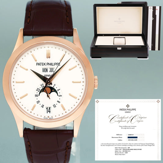 2021 PAPERS Patek Philippe 5396R Rose Gold Annual Calendar 39mm Moonphase Watch