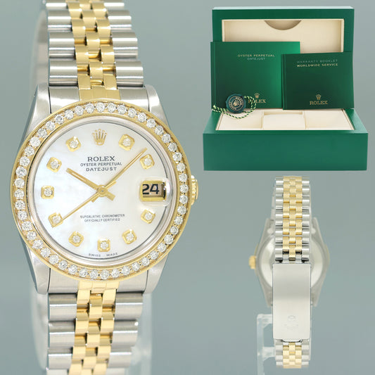 Ladies Rolex 68273 Two Tone Jubilee Yellow Gold Steel 31mm MOP Diamond Bezel & Dial Watch