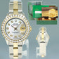 Diamond Ladies Rolex DateJust 26mm 6917 Two Tone Gold Steel Mother of Pearl Watch