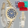 Ladies Rolex DateJust 26mm 69173 Blue Vignette Diamond Two Tone Gold Jubilee Watch
