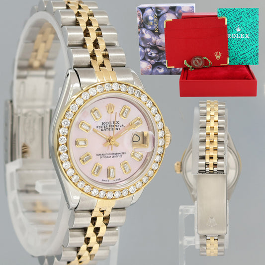 Diamond Ladies Rolex DateJust 26mm 6917 Two Tone Gold Mother of Pearl Jubilee Watch