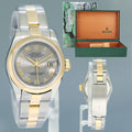 MINT Ladies Rolex DateJust 79163 Silver Roman Two-Tone Oyster Watch Box