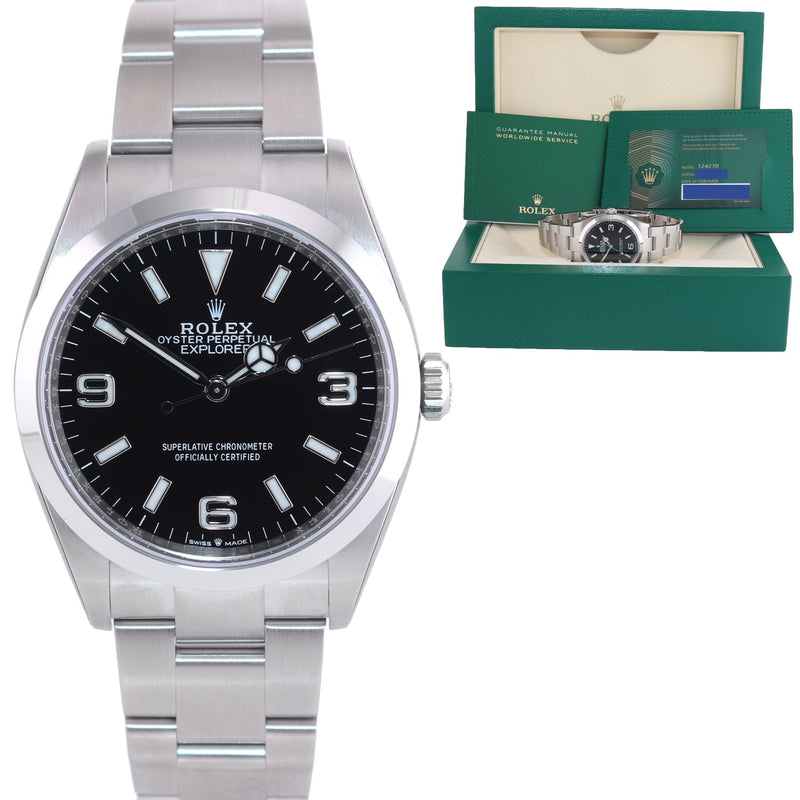 2021 NEW PAPERS Rolex Explorer Black Oyster Steel 36mm 124270 Watch Box