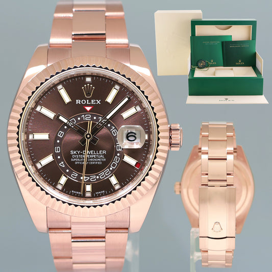 2023 NEW Rolex Sky-Dweller Rose Gold Chocolate Stick 326935 Watch Box
