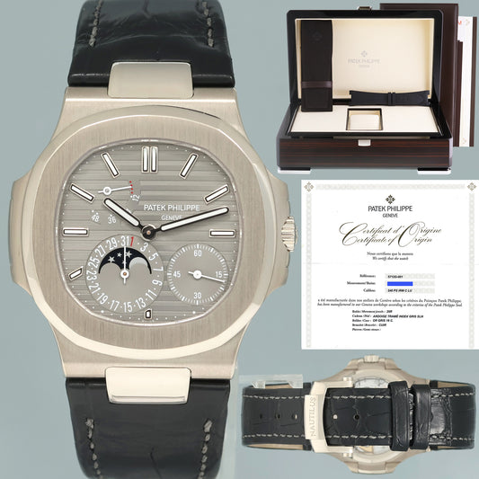 2023 NEW PAPERS Patek Philippe Nautilus 40mm White Gold 5712G Moonphase Watch