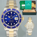 MINT 1999 Rolex Submariner 16613LB Yellow Gold Steel Two Tone Sunburst Blue Watch