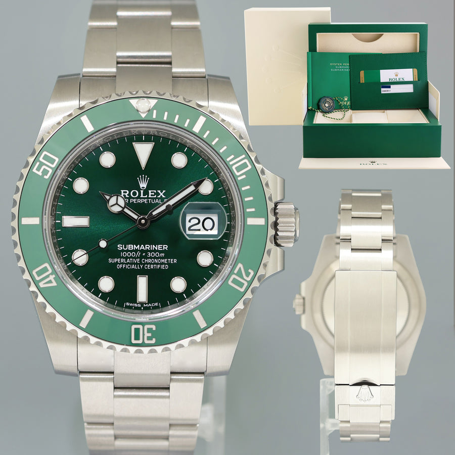 2020 MINT PAPERS Rolex 116610LV Submariner Hulk Green Dial Ceramic Watch Box
