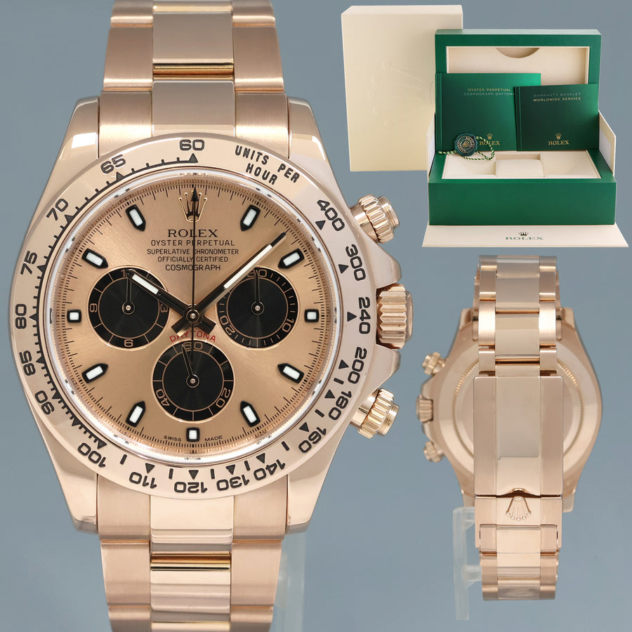 2021 MINT Rolex Daytona Cosmograph Rose Gold Sundust Panda 116505 Chrono Watch Box