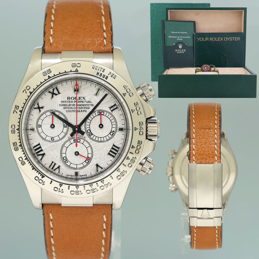 MINT Rolex Daytona White Gold 116519 Meteorite Roman Leather 40mm Watch Box