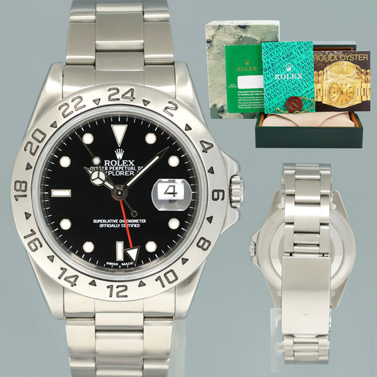 MINT Rolex Explorer II 16570 Stainless Steel Black Dial GMT 40mm Watch Box