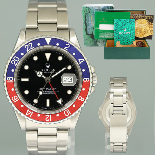 MINT Rolex GMT-Master Pepsi Blue Red 40mm Tritium Steel 16710 Watch Box