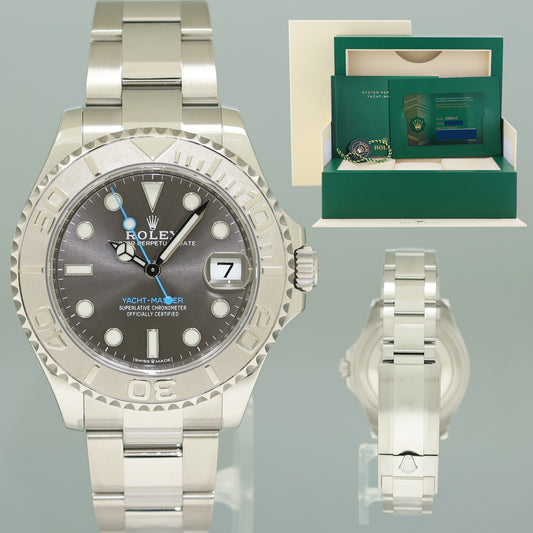 2022 NEW PAPERS Rolex Yacht-Master 268622 Steel Rhodium 37mm Blue hand Watch Box