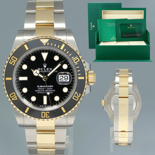 2025 STICKERS NEW PAPERS 126613LN Rolex Submariner 41mm Black Two Tone Gold Steel Watch Box