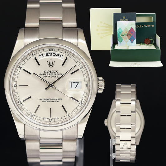 2006 PAPERS MINT Rolex President Day Date Silver Stick 118209 White Gold Watch Box