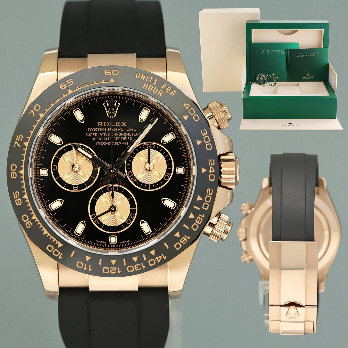 2021 MINT Rolex Oysterflex Daytona 116515LN Rose Gold Black Dial Ceramic Watch Box
