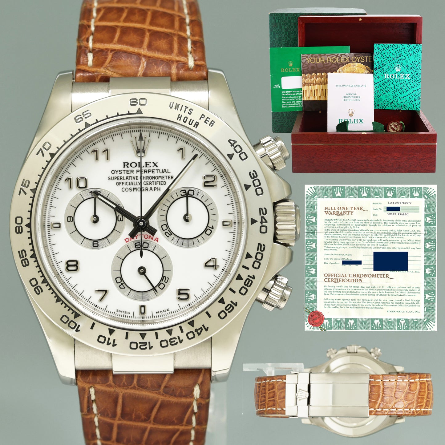 PAPERS MINT Rolex Daytona White Gold 116519 White Arabic Leather 40mm Watch Box