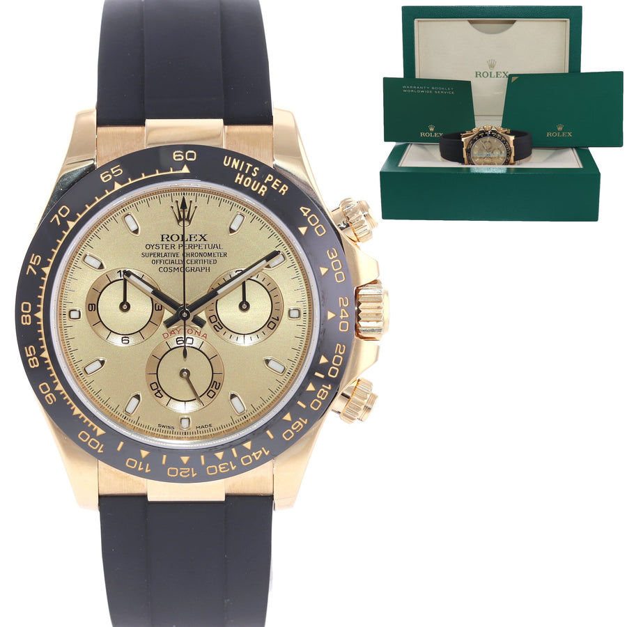 MINT 2022 Rolex Oysterflex Daytona 116518LN Gold Champagne Ceramic Watch