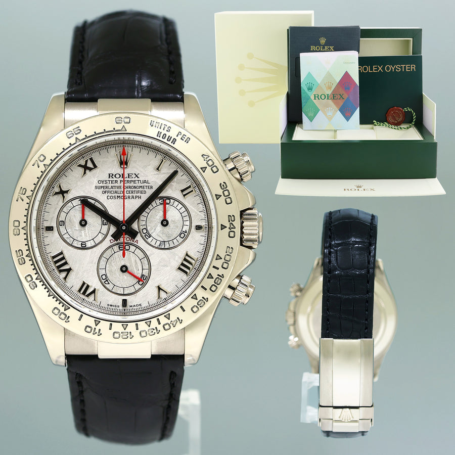 MINT 2005 PAPERS Rolex Daytona White Gold 116519 Meteorite Roman Leather Watch Box