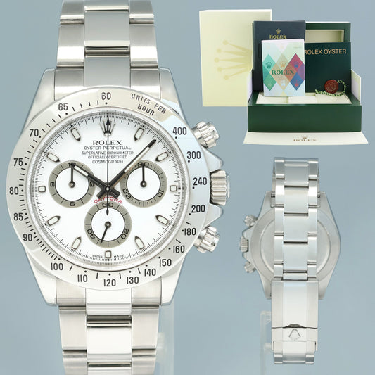 2005 MINT PAPERS Rolex Daytona 116520 White Dial Chronograph Steel 40mm Watch Box