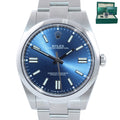 2022 NEW PAPERS Rolex Oyster Perpetual 41mm Blue Stick Oyster Watch 124300 Box