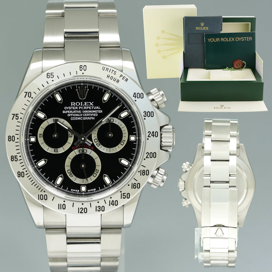 MINT 2004 Rolex Daytona 116520 Black Dial Steel Chronograph 40mm Watch Box