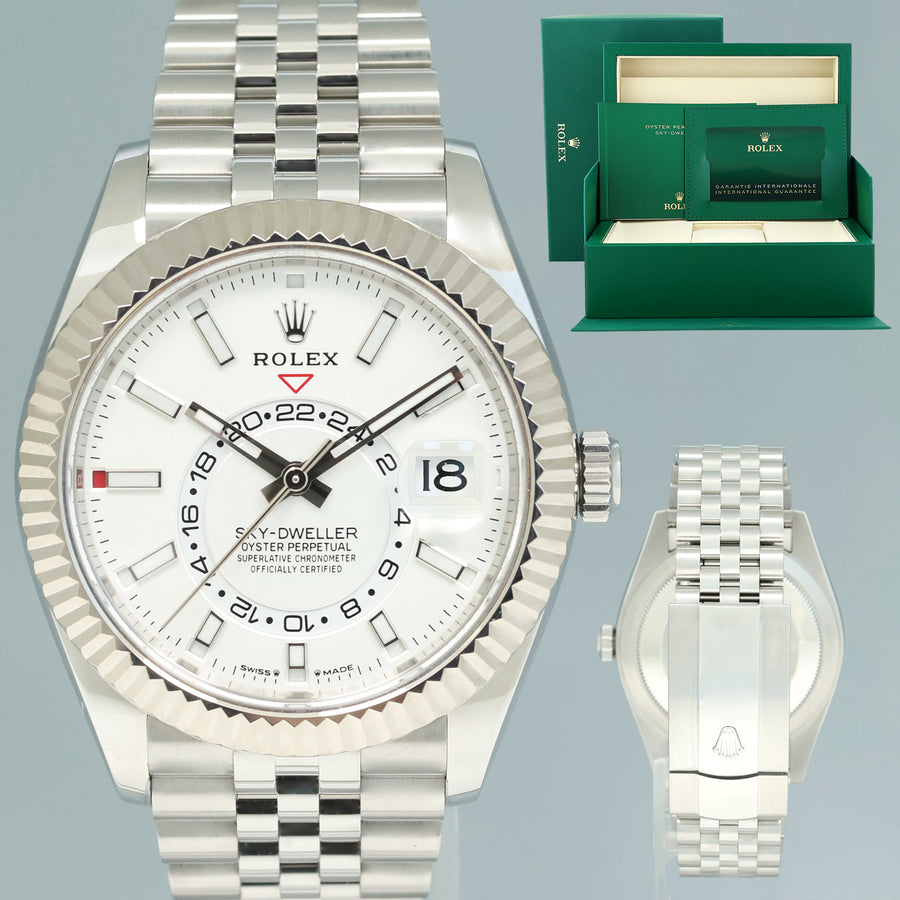 2025 NEW PAPERS Rolex 336934 Sky-Dweller Steel White Jubilee Fluted 42mm Watch Box