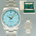2023 PAPERS Rolex Oyster Perpetual 41mm Blue Custom Tiffany Oyster 124300 Watch Box