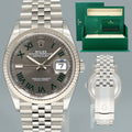 2025 NEW PAPERS Rolex DateJust 36mm Wimbledon Stick 126234 Steel Jubilee White Gold Watch