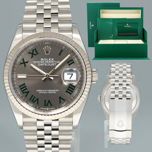2025 NEW PAPERS Rolex DateJust 36mm Wimbledon Stick 126234 Steel Jubilee White Gold Watch