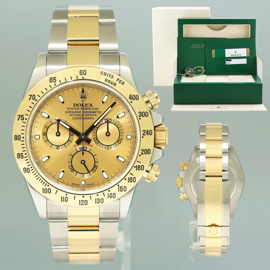 2015 MINT PAPERS 116523 Rolex Daytona Two Tone Champagne Yellow Gold Watch Box