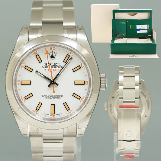 NEW STICKERS 2018 PAPERS Rolex Milgauss 116400 Orange White 40mm Steel Watch Box
