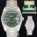 2026 NEW PAPERS Rolex Platinum Fluted President Olive Green Roman 228236 Watch Box