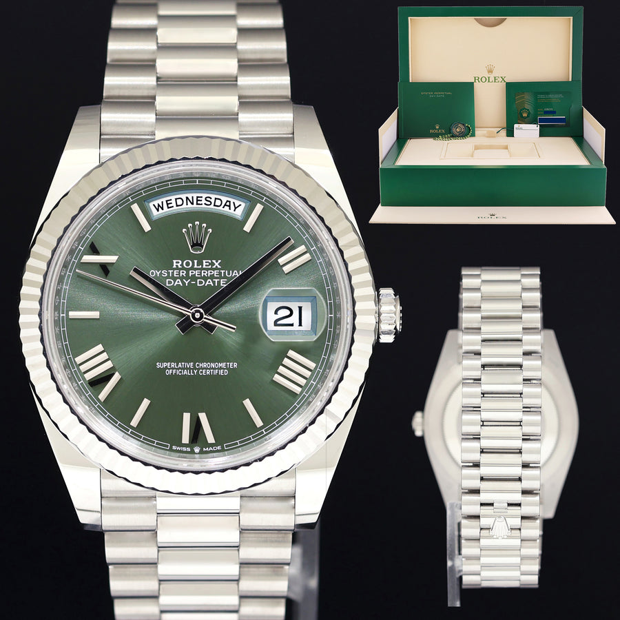 2026 NEW PAPERS Rolex Platinum Fluted President Olive Green Roman 228236 Watch Box
