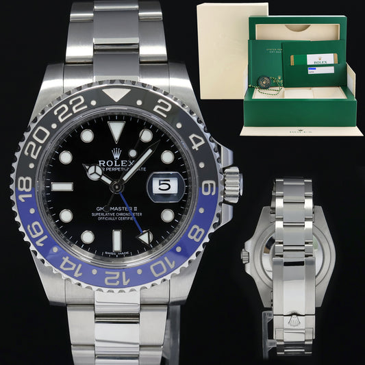 2019 PAPERS MINT Rolex GMT Master II 116710 BLNR Steel Ceramic Batman Blue Watch