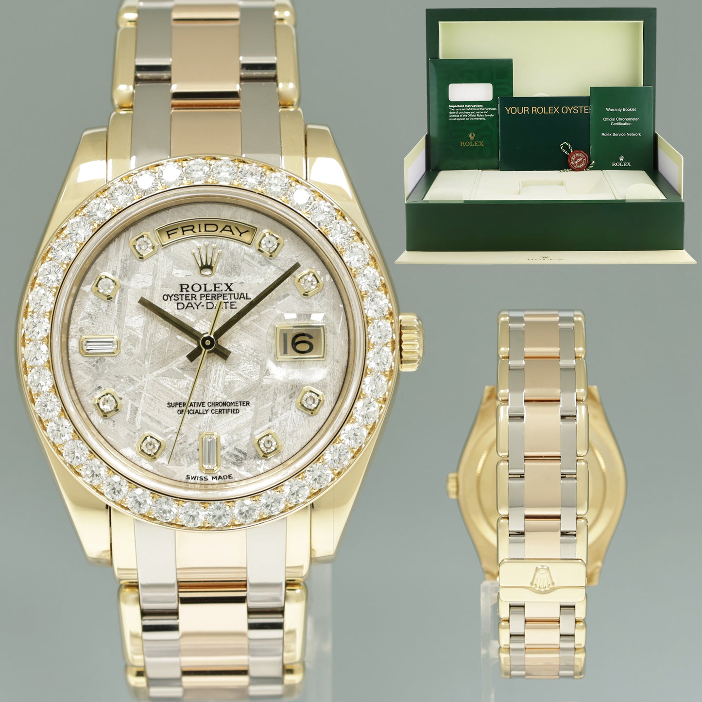 2008 MINT Rolex 18948 Meteorite Masterpiece Diamond Tridor 39mm Rose Gold Watch Box