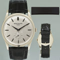 MINT Patek Philippe 5196G 37mm White Gold Calatrava Black Leather Watch Box