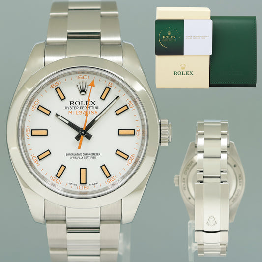 2025 RSC PAPERS MINT Rolex Milgauss 116400 White 40mm Steel Anti-Magnetic Watch