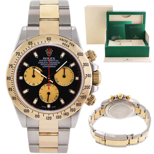 MINT Rolex Daytona 116523 Black Paul Newman Steel Yellow Gold Two Tone Watch Box