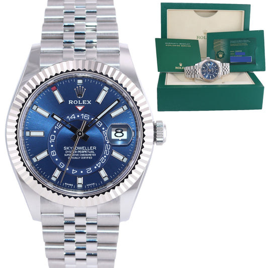 2022 NEW PAPERS Rolex Sky-Dweller Steel BLUE Jubilee Fluted 42mm 326934 Watch