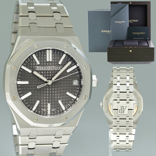 2023 PAPERS MINT Audemars Piguet Royal Oak 41mm Steel 15510st Grey Dial Watch Box